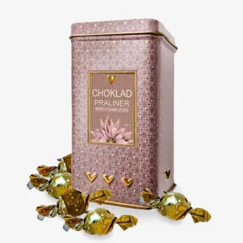 Klaras Chokladpraliner i Plåtburk - Rosa
