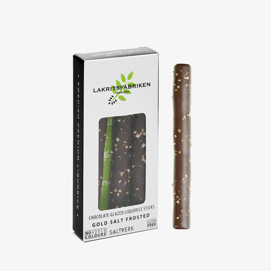 Lakritsfabriken Liquorice Sticks Dark Chocolate & Gold Frosted 45g